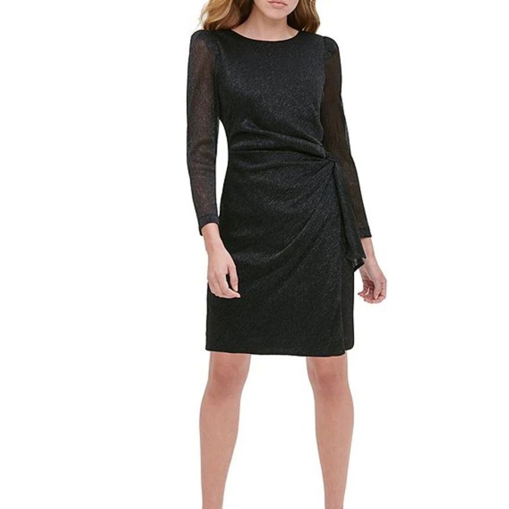 NWT Tommy Hilfiger Black Ruched Mesh Dress